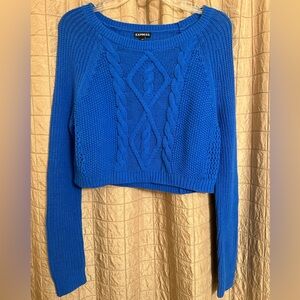 Express bright blue crop sweater